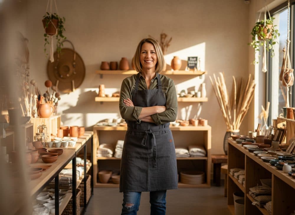 A small business owner in her shop